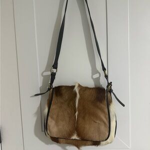 Brown and White Fur Shoulder Bag